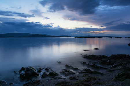 Sunset in the blue hour, Black sea coast, Bulgariaの写真素材