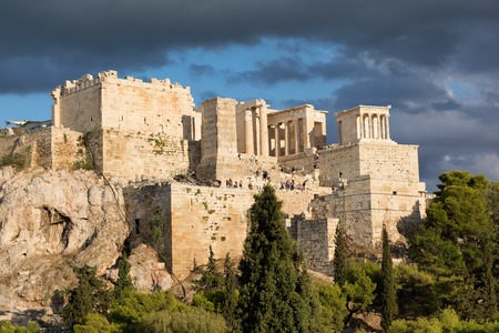 The Parthenon on the Athenian Acropolis, Greece, dedicated to the goddess Athena.の写真素材