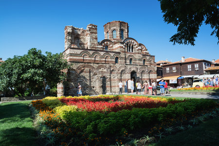 NESEBAR, BULGARIA - AUGUST 14, 2016: The Church of Christ Pantocrator is a medieval Eastern Orthodox church in the old town of Nesebar, Bulgariaのeditorial素材