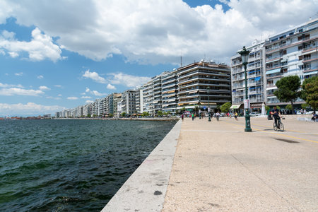 THESSALONIKI, GREECE - MAY 29, 2017: The waterfront of Thessaloniki, Greece on a sunny day.のeditorial素材