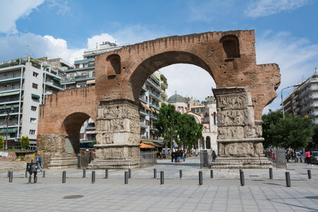 THESSALONIKI, GREECE - MAY 25, 2017: The Arch of Galerius, better known as the Kamara, Thessaloniki, Greece. It was built to honor the Roman Emperor Galerius.のeditorial素材