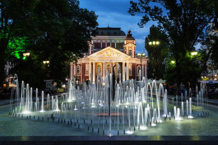 SOFIA, BULGARIA - MAY 5, 2018: Ivan Vazov National Theatre in the city center of Sofia, Bulgaria. Sofia is the capital and largest city of Bulgaria.のeditorial素材