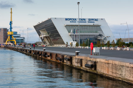BURGAS, BULGARIA - OCTOBER 2, 2019: Industrial Black Sea port of Burgas, Bulgaria.のeditorial素材