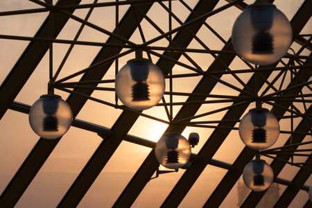 Glass roof Andreevsky pedestrian bridge. Moscow. Russia