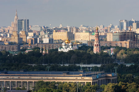 12.08.2008 - Moscow. Russia. View of the city and the churchのeditorial素材