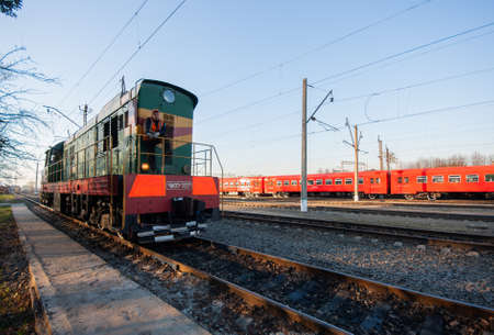 Domodedovo, Russia - April 2010: Railway train at the depotのeditorial素材