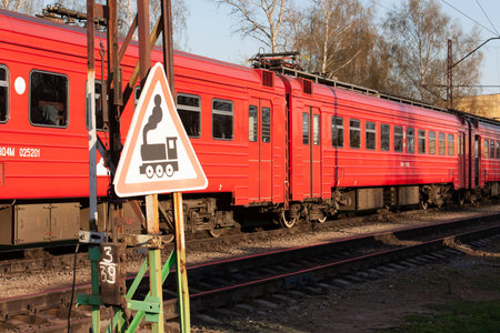 Domodedovo, Russia - April 2010: Railway train at the depot