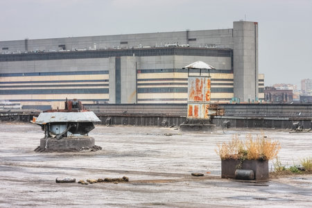 The territory and buildings of a large factory in Moscow. Russiaの写真素材