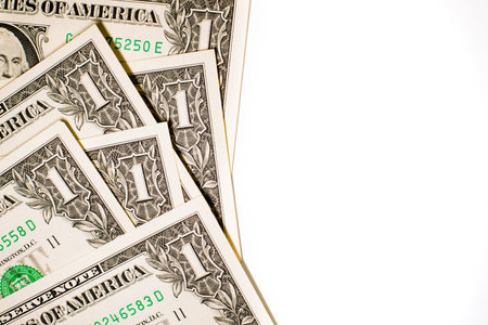 US banknotes on a white background