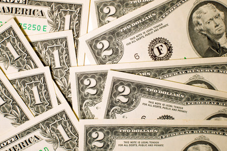 US banknotes on a white background