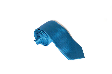 Beautiful blue tie on a white background
