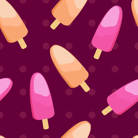 Fruit ice cream seamless background. Flat designのイラスト素材