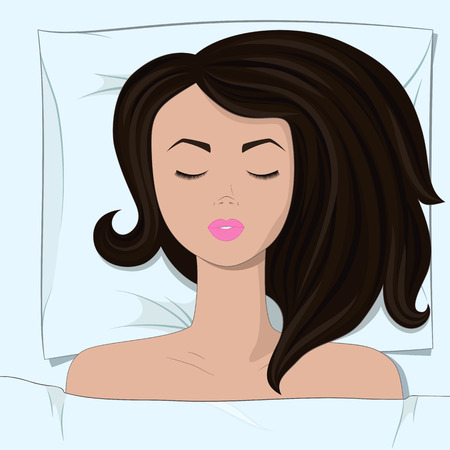 Young women slepping on bed backgroundのイラスト素材