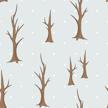 Bare winter trees seamless pattern. flat designのイラスト素材
