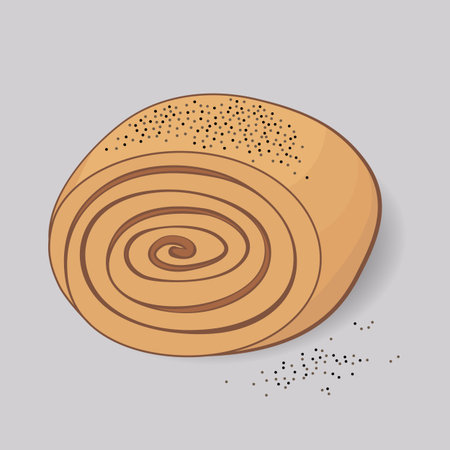 Illustration of sweet bun with poppy seedsのイラスト素材