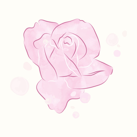 Watercolor pink rosebudのイラスト素材