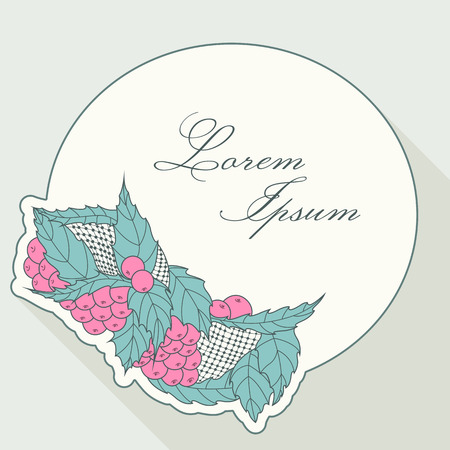 Colorful floral template background. Hand drawn doddle elements with berries.のイラスト素材