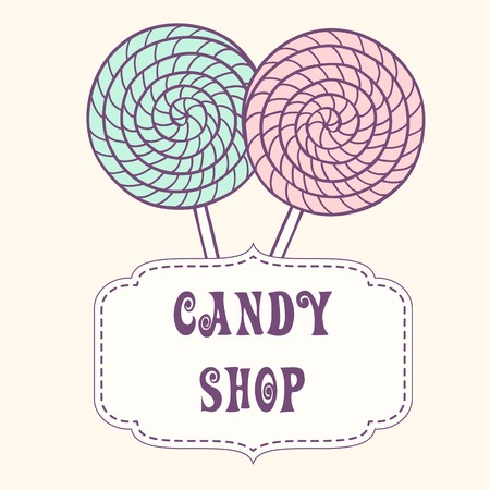 Hand drawn lollipops with labelのイラスト素材