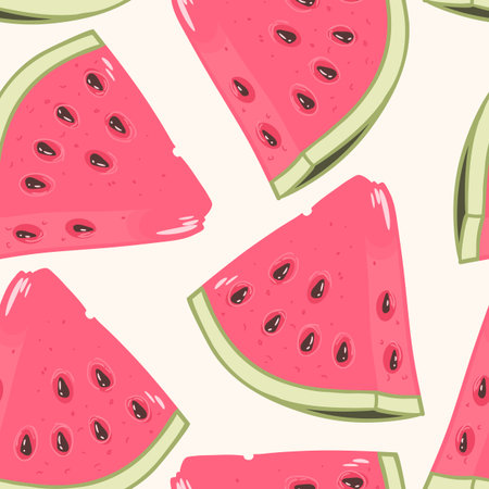 Slices of watermelon seamless pattern in vectorのイラスト素材