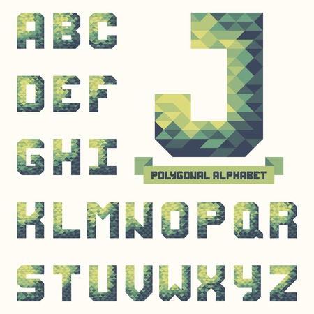 Full polygonal triangular alphabet. Trendy typeset for your design in vectorのイラスト素材