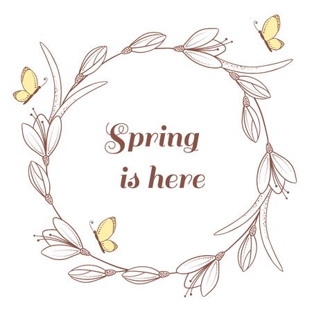 Abstract background with flowers and butterflies. のイラスト素材