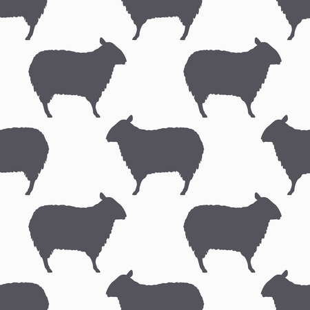 Sheep silhouette seamless pattern. Lamb meat. Background for craft food packaging or butcher shop design. Vector illustrationのイラスト素材