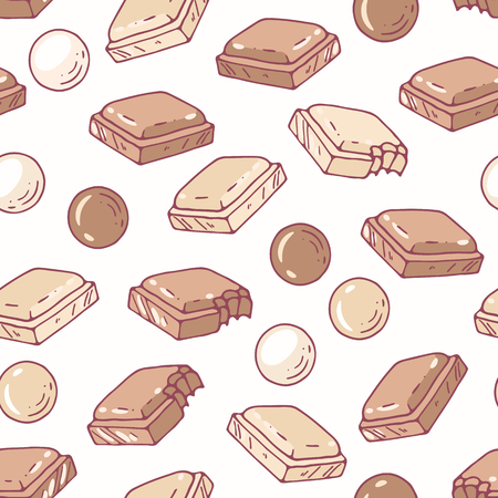 Hand drawn seamless pattern with chocolate. Background for cafe, kitchen or food package. Vector illustrationのイラスト素材