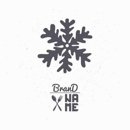 Hand drawn silhouette of snowflake. Logo template for frozen food packaging or brand identity. Vector illustrationのイラスト素材