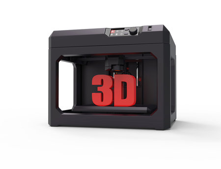 3d printer machine concept, isolated on white