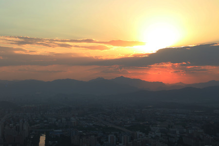 Closeup of sunshine in the airの写真素材