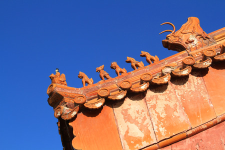 The roof of ancient Chinese architecture, a symbol of auspiciousnessの写真素材