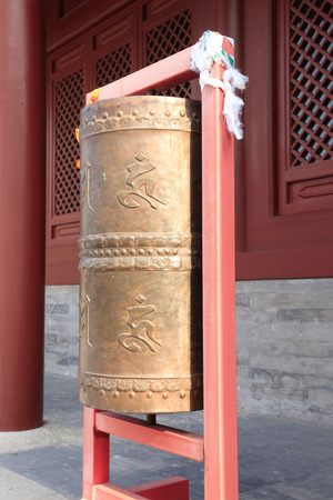 The prayer wheel, monasteries in Tibetの写真素材
