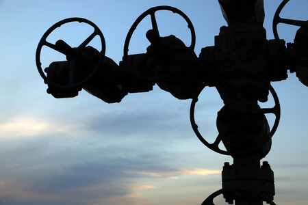 Oil field scene, oil pipelines and facilitiesの写真素材