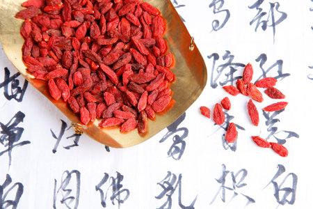 Chinese wolfberry is a kind of Chinese herbal medicine, close-up