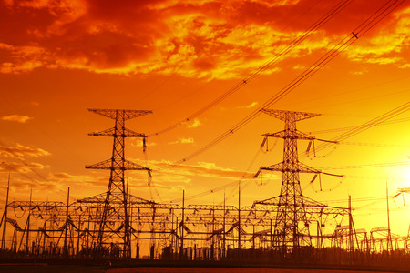 Pylon outline in the beautiful eveningの写真素材