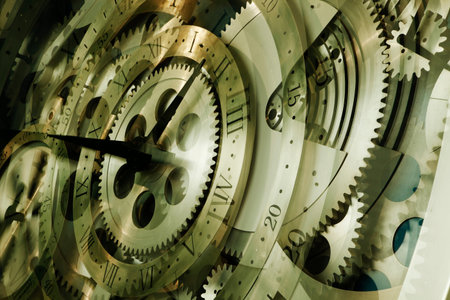 Rotating clock, close-up