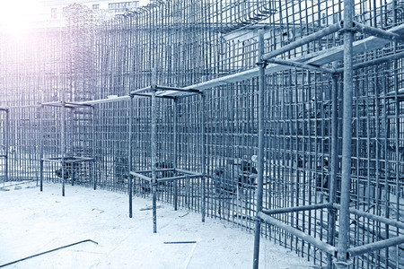 Steel grid on the construction siteの写真素材