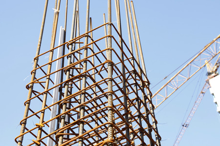 Steel grid on the construction siteの写真素材