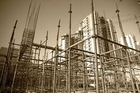 Steel grid on the construction siteのeditorial素材