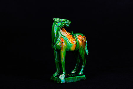 tri-coloured glazed pottery horse of the Tang Dynastyのeditorial素材