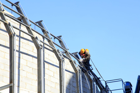 Construction site, the welding workers at workの写真素材