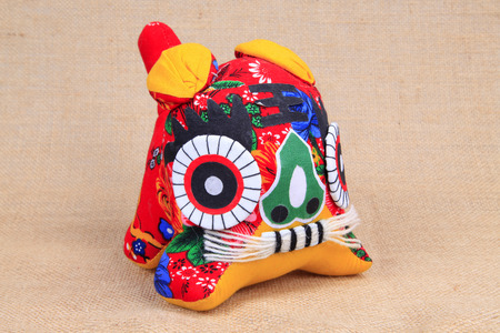 traditional hand made cloth tiger toyの写真素材