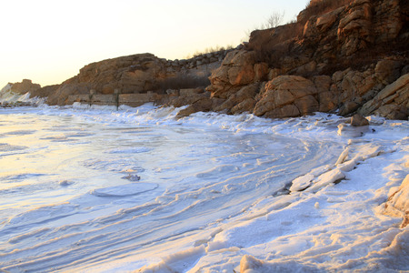 Winter seaside sceneryの写真素材