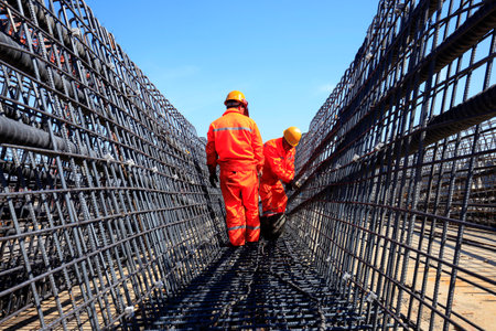 In the construction site, the welding workers at workのeditorial素材