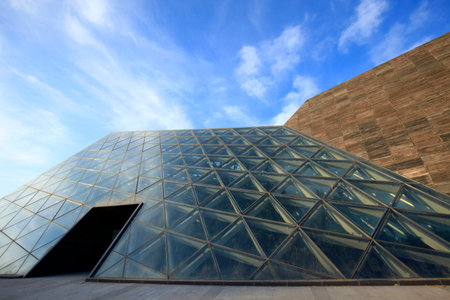 Glass curtain wall of modern office buildingのeditorial素材