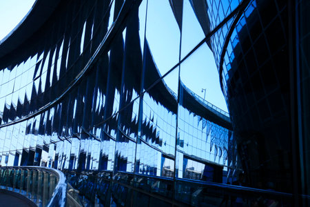 Glass curtain wall of modern office buildingのeditorial素材