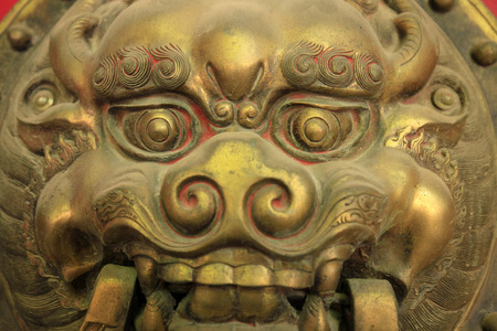 Ancient Chinese architecture copper door knockerの写真素材
