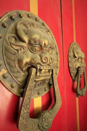 Ancient Chinese architecture copper door knockerの写真素材
