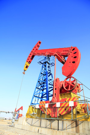 Oil field, oil pump in the workの写真素材