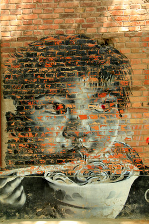 Wall coloured drawing or patternのeditorial素材